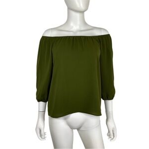 A’gaci Off Shoulder Olive Green Peasant Style Blouse